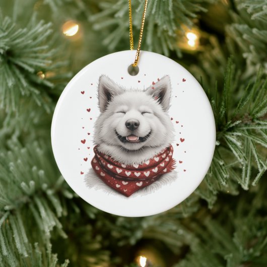 Valentines Day Samoyed Dog Keramisch Ornament (Boom)
