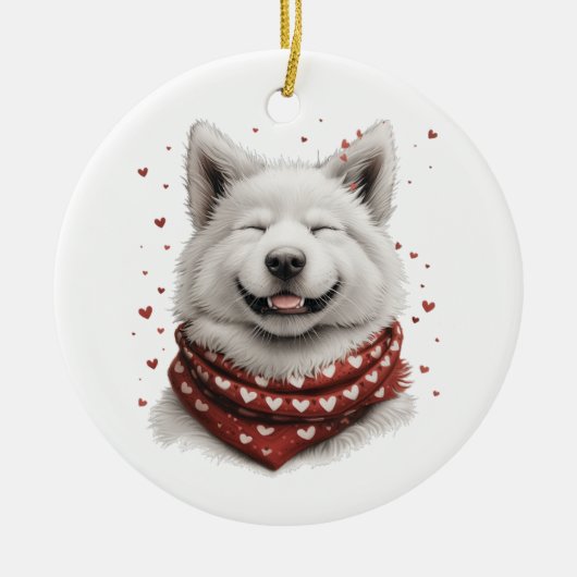 Valentines Day Samoyed Dog Keramisch Ornament (Voorkant)