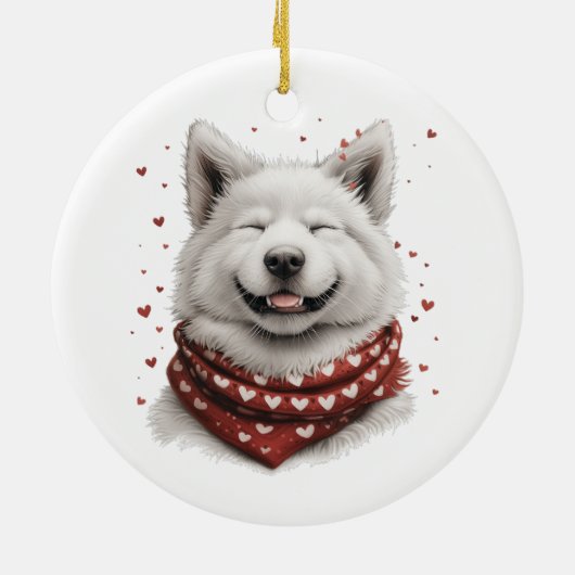 Valentines Day Samoyed Dog Keramisch Ornament (Achterkant)