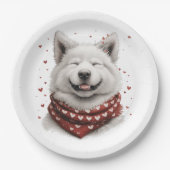Valentines Day Samoyed Dog Papieren Bordje (Voorkant)