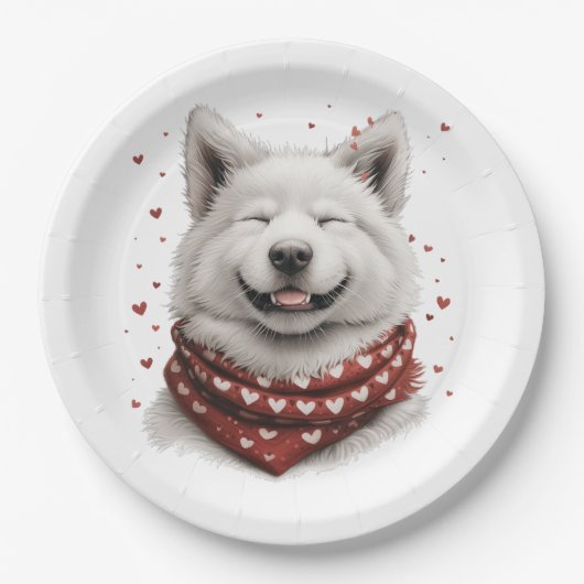 Valentines Day Samoyed Dog Papieren Bordje (Voorkant)