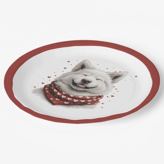 Valentines Day Samoyed Dog Papieren Bordje (Gekanteld)