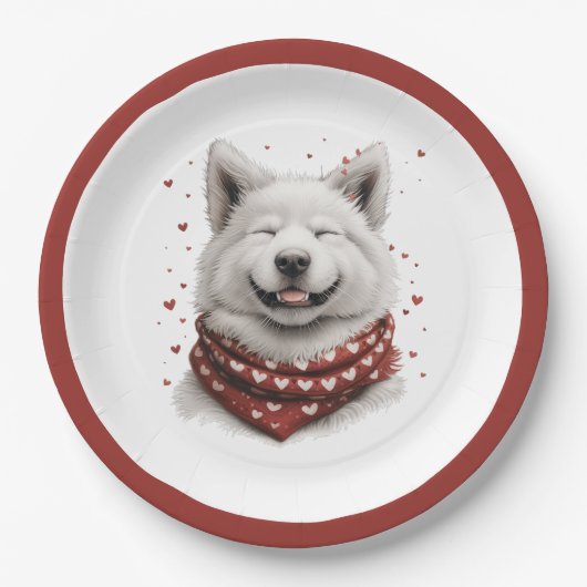 Valentines Day Samoyed Dog Papieren Bordje (Voorkant)