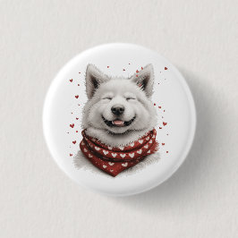 Valentines Day Samoyed Dog Ronde Button 3,2 Cm