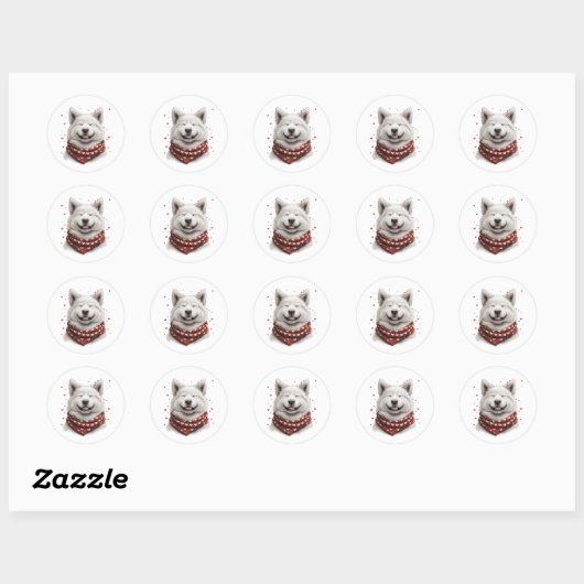 Valentines Day Samoyed Dog Ronde Sticker (Vel)