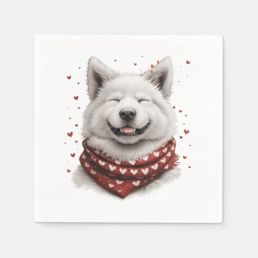 Valentines Day Samoyed Dog Servet (Voorkant)