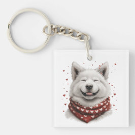 Valentines Day Samoyed Dog Sleutelhanger