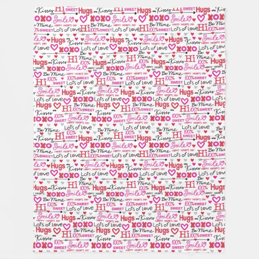 Valentine's Day Sayings Word Collage Fleece Deken (Voorkant)