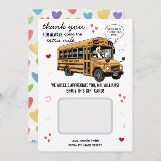Valentine's Day School Bus Driver Gift Card Holder Bedankkaart (Voorkant / Achterkant)