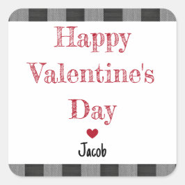 Valentine's Day School Treat Bag Favor Vierkante Sticker
