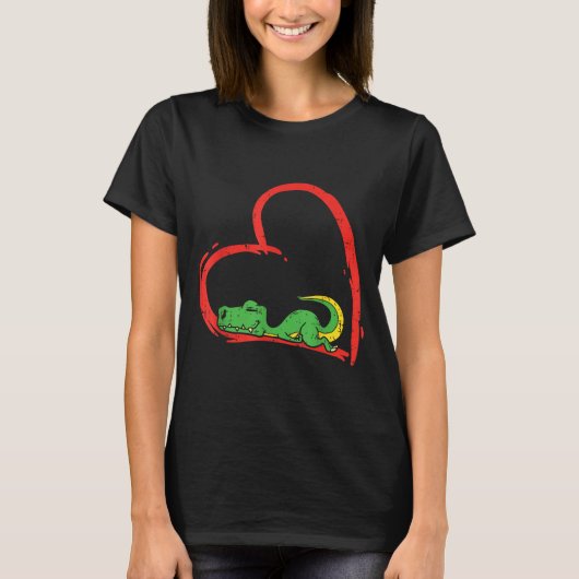 Valentines Day Shirt Funny Heart Trex Sleeng Dinos (Voorkant)