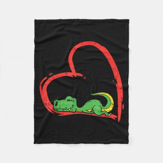 Valentines Day Shirt Funny Heart Trex Sleeng Dinos Fleece Deken (Voorkant)