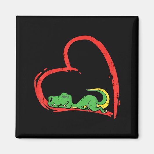 Valentines Day Shirt Funny Heart Trex Sleeng Dinos Magneet (Voorkant)