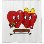Valentine's Day Shower Curtain, Couple Red Hearts Douchegordijn (Voorkant)