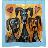 Valentine's Day Shower Curtain, Dog Red Hearts Douchegordijn (Voorkant)