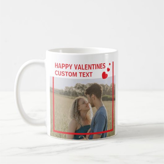 Valentines Day Simple Hearts Custom Photo Koffiemok (Links)