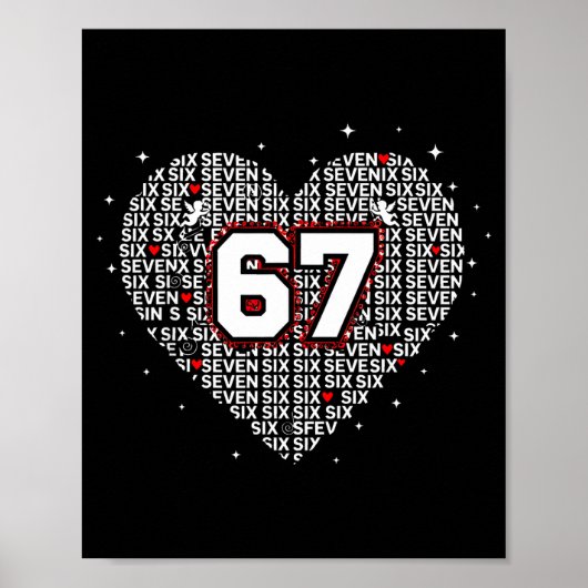 Valentines Day Six Seven 67 Meme 6 7 Heart Boys Gi Poster (Voorkant)