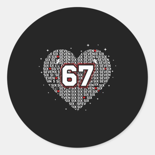 Valentines Day Six Seven 67 Meme 6 7 Heart Boys Gi Ronde Sticker (Voorkant)