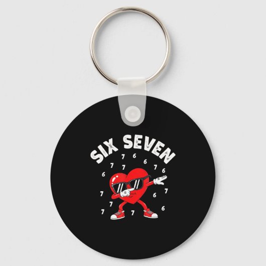 Valentines Day Six Seven 6 7 Meme Dab Heart Funny Sleutelhanger (Voorkant)