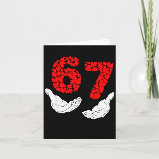 Valentines Day Six Seven 6 7 Meme Hand Heart 67 Me Kaart (Voorkant)
