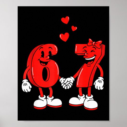 Valentine's Day Six Seven Hearts 6 7 Meme Gen Alph Poster (Voorkant)