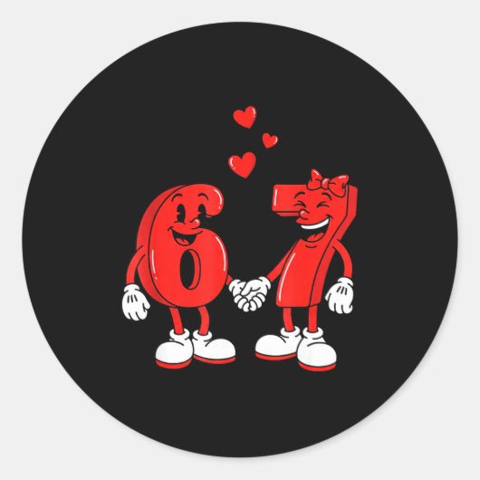 Valentine's Day Six Seven Hearts 6 7 Meme Gen Alph Ronde Sticker (Voorkant)