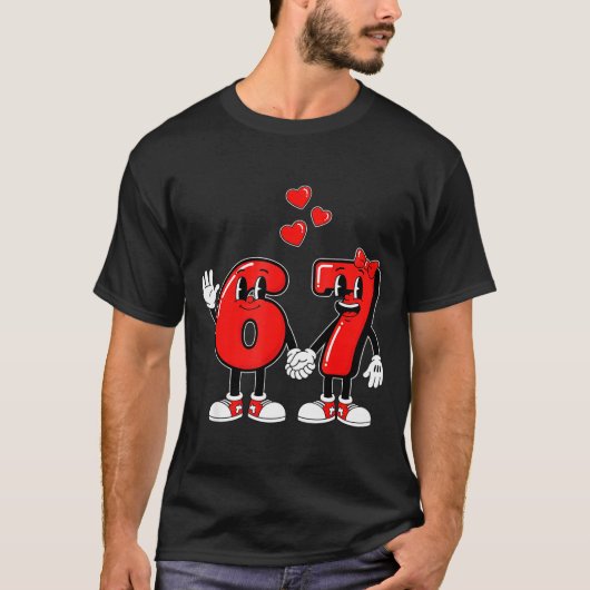 Valentine's Day Six Seven Hearts 6 7 Meme Gen Alph T-shirt (Voorkant)