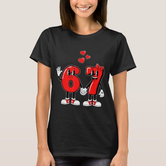 Valentine's Day Six Seven Hearts 6 7 Meme Gen Alph T-shirt (Voorkant)
