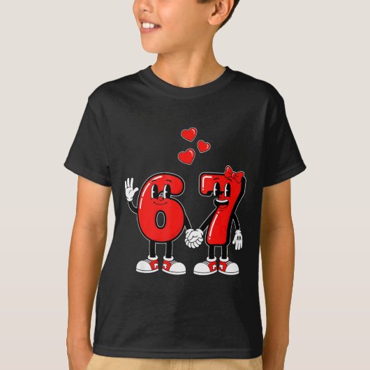 Valentine's Day Six Seven Hearts 6 7 Meme Gen Alph T-shirt (Voorkant)