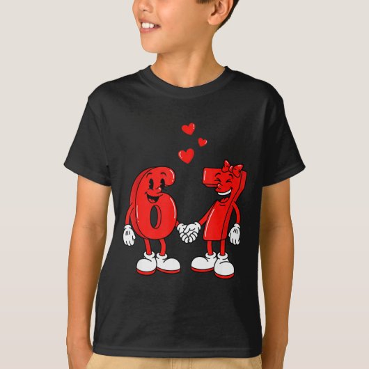 Valentine's Day Six Seven Hearts 6 7 Meme Gen Alph T-shirt (Voorkant)