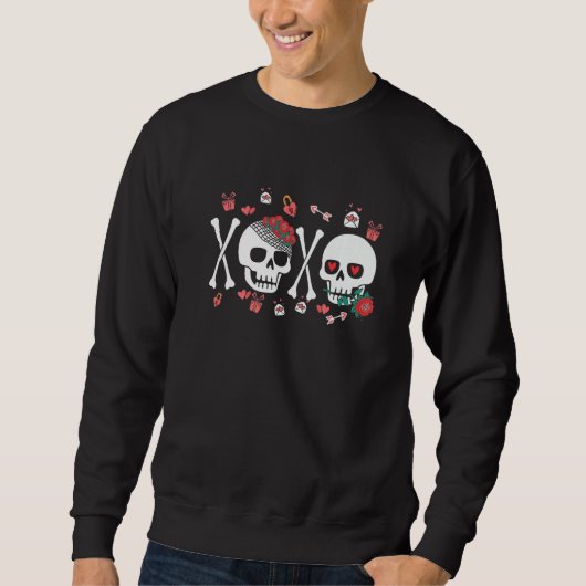 Valentine's Day Skeleton Dead Inside Xoxo Cute Cre Trui (Voorkant)