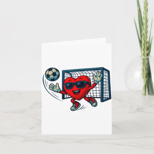 Valentines Day Soccer Goalkeeper Funny Heart Boys Kaart (Voorkant)