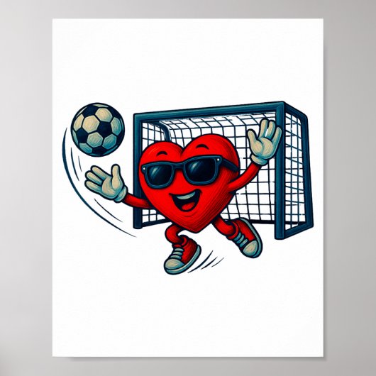 Valentines Day Soccer Goalkeeper Funny Heart Boys  Poster (Voorkant)
