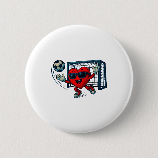 Valentines Day Soccer Goalkeeper Funny Heart Boys  Ronde Button 5,7 Cm (Voorkant)