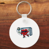 Valentines Day Soccer Goalkeeper Funny Heart Boys  Sleutelhanger (Voorkant)