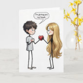 Valentine's Day Stick Figure Boy  Kaart (Gele Bloem)