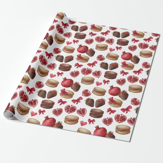Valentine's Day Sweets Wrapping Paper  Cadeaupapier (Uitgerold)