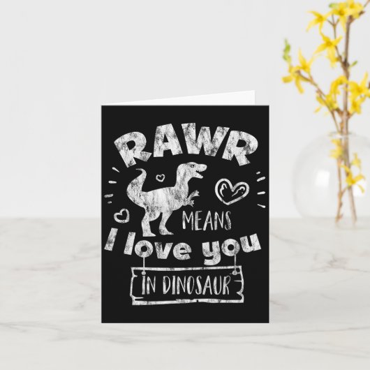 Valentine's Day T-rex Rawr Means I Love You In Din Kaart (Gele Bloem)