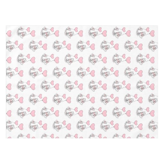 Valentine's Day Tablecloth Cat Pink Hearts  Tafelkleed (Voorkant (Horizontaal))