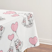 Valentine's Day Tablecloth Cat Pink Hearts  Tafelkleed (Voorbeeld)