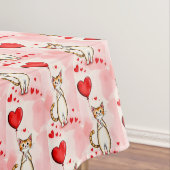 Valentine's Day Tablecloth Cat Red Hearts  Tafelkleed (Voorbeeld)