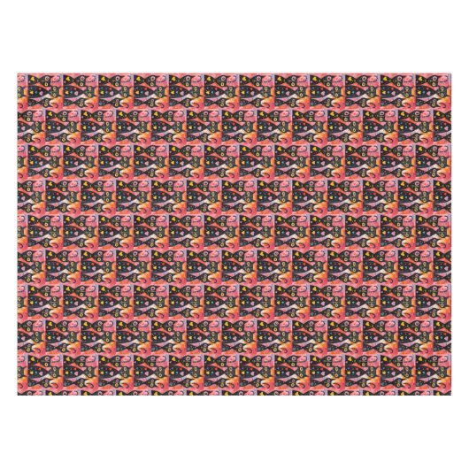 Valentine's Day Tablecloth Cat Red Hearts  Tafelkleed (Voorkant (Horizontaal))