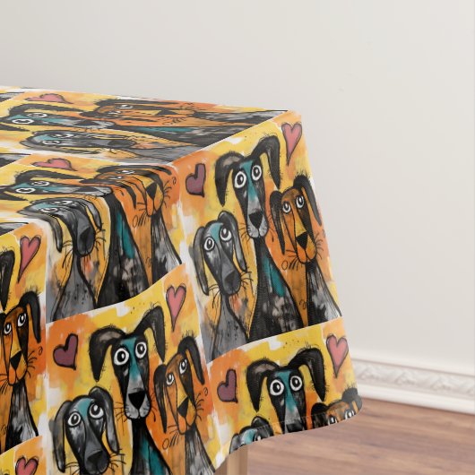 Valentine's Day Tablecloth Dog Red Hearts Tafelkleed (Voorbeeld)