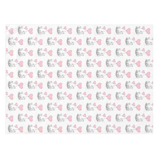 Valentine's Day Tablecloth Foxy Pink Hearts Tafelkleed (Voorkant (Horizontaal))