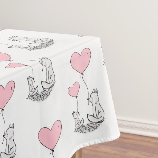 Valentine's Day Tablecloth Foxy Pink Hearts  Tafelkleed (Voorbeeld)