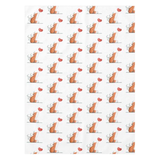Valentine's Day Tablecloth Foxy Red Hearts  Tafelkleed (Voorkant)