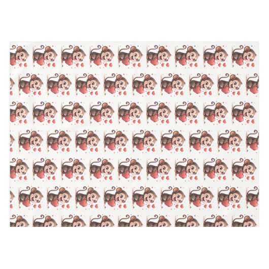 Valentine's Day Tablecloth Monkey Red Hearts Tafelkleed (Voorkant (Horizontaal))