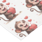 Valentine's Day Tablecloth Monkey Red Hearts Tafelkleed (Gekanteld)