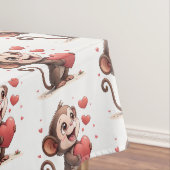 Valentine's Day Tablecloth Monkey Red Hearts Tafelkleed (Voorbeeld)