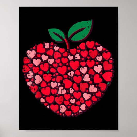 Valentines Day Teacher Hearts Love Teach Women Men Poster (Voorkant)